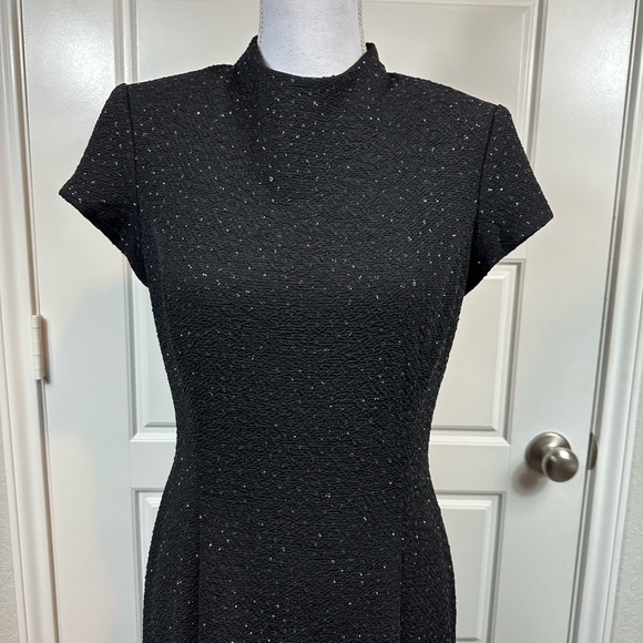 Vintage 90s David Warren New York Elegant Dress Raised Studded Details Size 8 - Picture 3 of 12